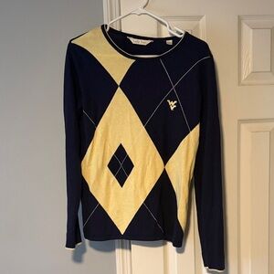 WVU Navy Sweater with Yellow Accents